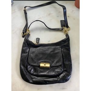 Coach Black Leather Purse with Gold Accents